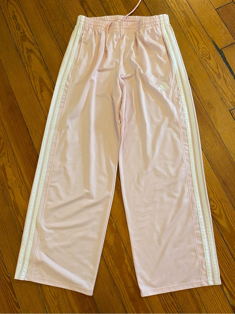 Adidas Pink 3-Stripes Wide Leg Track Pants Joggers XL